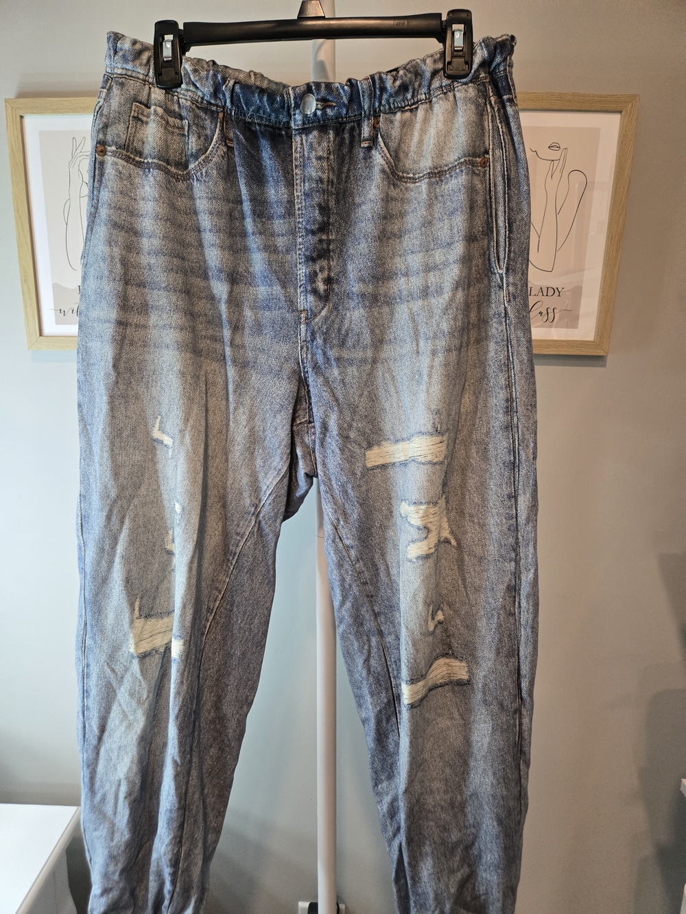 Blank NYC Distressed Light Wash Denim Joggers